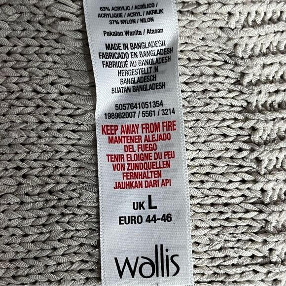 𝅺Wallis UK  boatneck sweater jumper cap sleeves ribbed cream Size 12-14 - Picture 10 of 13